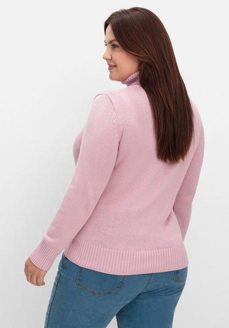 sheego Rollkragenpullover mit Rippbündchen - altrosé sheego Fabrikverkauf