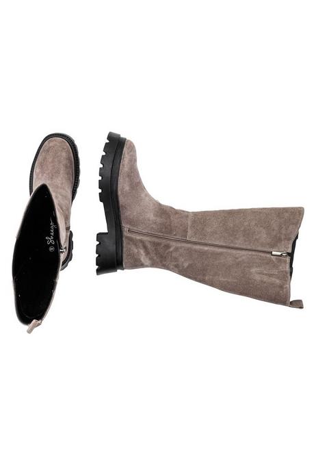 sheego Weitschaft-Lederstiefel mit Stretcheinsatz - taupe sheego Fabrik Onlineshop