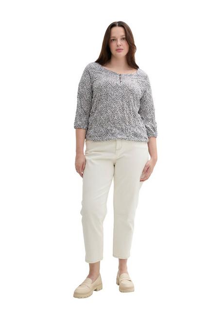 TOM TAILOR Plus Shirt in Crinkle-Optik, mit Gummizugsaum - marine gemustert sheego Sonderangebot