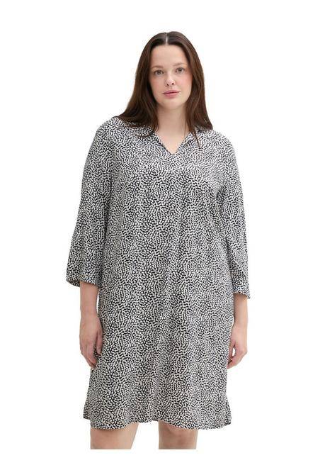TOM TAILOR Plus Kurzes Kleid mit Minimalprint und Hemdkragen - marine gemustert sheego Günstig kaufen