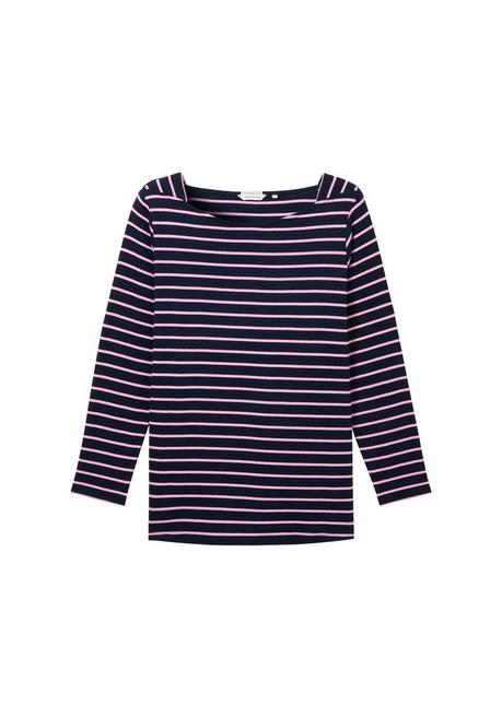 TOM TAILOR Plus Langarmshirt mit Ringeln und U-Boot-Ausschnitt - marine gestreift sheego Flash Sale