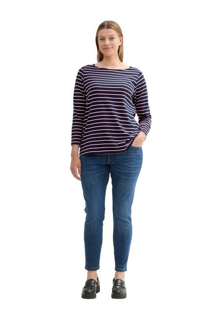 TOM TAILOR Plus Langarmshirt mit Ringeln und U-Boot-Ausschnitt - marine gestreift sheego Flash Sale