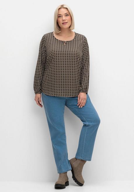 sheego Tunika aus Crêpe, mit Grafik-Alloverdruck - schwarz gemustert sheego Online Shopping
