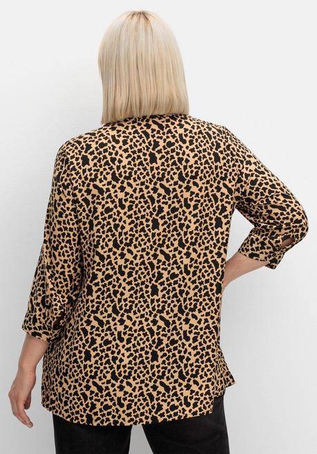 sheego Hemdbluse mit Animalprint, in leichter A-Linie - schwarz gemustert sheego Exklusivangebot