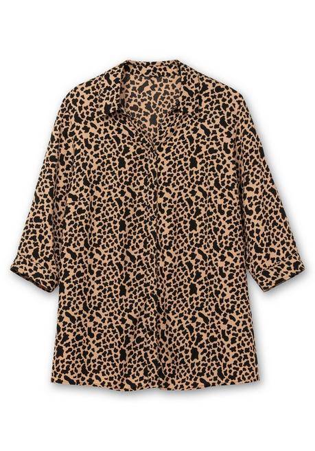 sheego Hemdbluse mit Animalprint, in leichter A-Linie - schwarz gemustert sheego Exklusivangebot