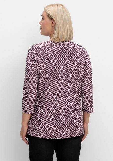 sheego 3/4-Arm-Shirt mit Retro-Alloverdruck - aubergine gemustert sheego Preisnachlass