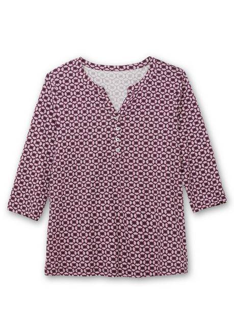 sheego 3/4-Arm-Shirt mit Retro-Alloverdruck - aubergine gemustert sheego Preisnachlass
