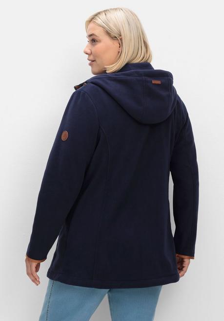 sheego Fleecejacke mit Kapuze und Kontrastdetails - marine sheego Weihnachtsangebot