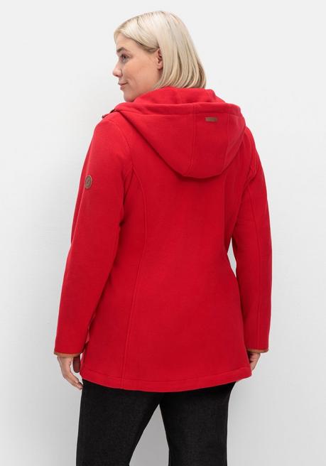 sheego Fleecejacke mit Kapuze und Kontrastdetails - rot sheego Osterangebot