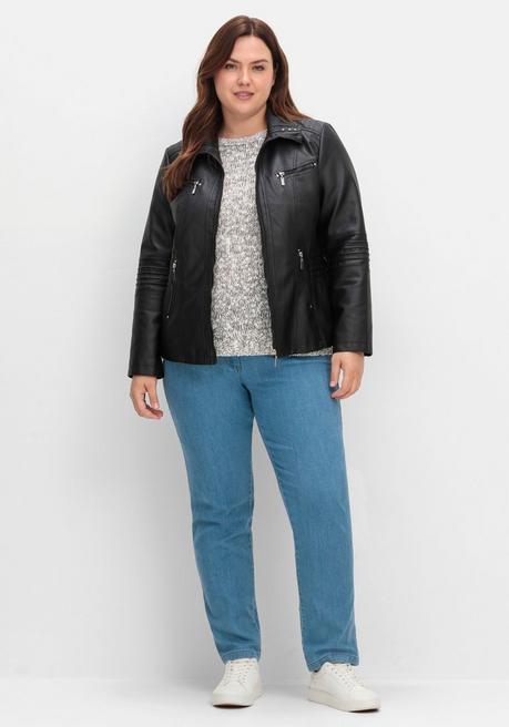 sheego Bikerjacke in Lederoptik - schwarz sheego Lagerräumung