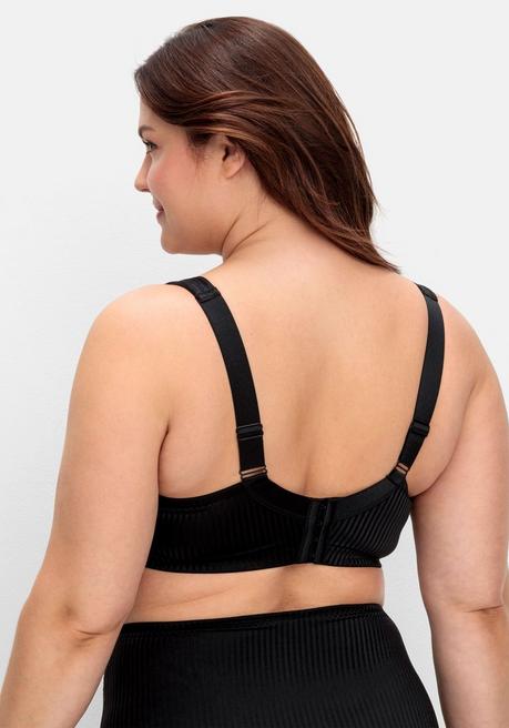 sheego Minimizer-BH mit floraler Spitze und tonigen Streifen - schwarz sheego Online Outlet