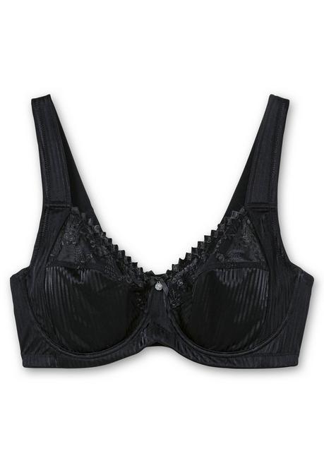sheego Minimizer-BH mit floraler Spitze und tonigen Streifen - schwarz sheego Online Outlet