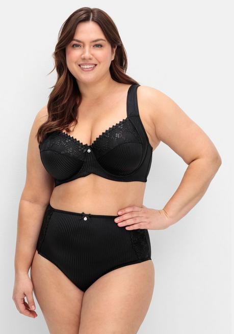sheego Minimizer-BH mit floraler Spitze und tonigen Streifen - schwarz sheego Online Outlet