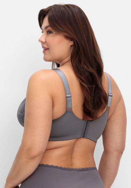 sheego Bügel-BH mit floraler Stickerei-Spitze - graphit sheego Blitzangebot