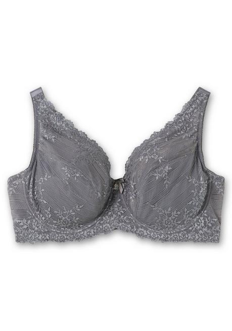 sheego Bügel-BH mit floraler Stickerei-Spitze - graphit sheego Blitzangebot