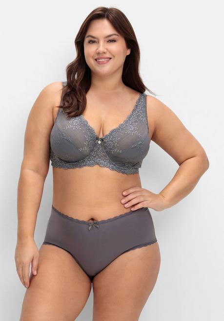 sheego Bügel-BH mit floraler Stickerei-Spitze - graphit sheego Blitzangebot