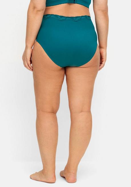 sheego Doppelpack Slips mit elastischer Spitzenkante - petrol sheego Kauf eins, bekomm eins gratis