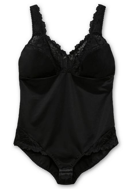 sheego Body in Satinoptik, mit Spitze - schwarz sheego Tiefpreis