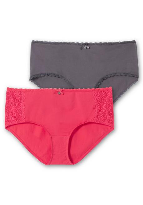 sheego Doppelpack Pantys mit hoher Taille und Spitzendetails - graphit+orchidee sheego Wochenangebot