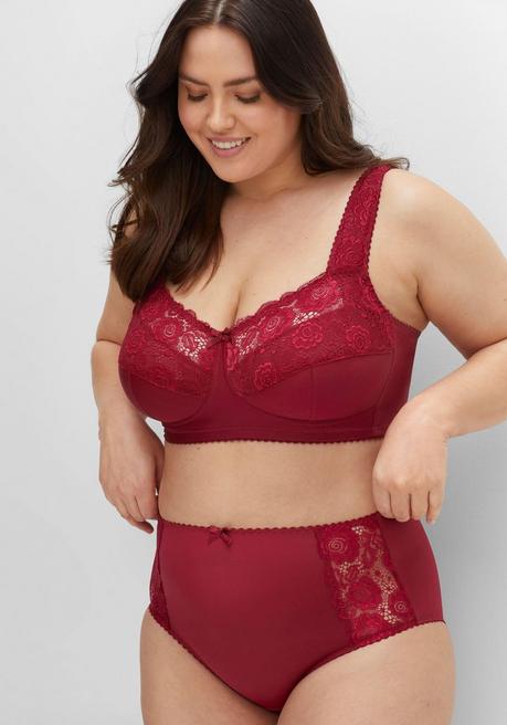 sheego Taillenslip mit transparenter Spitze - burgund sheego Black Friday Preise