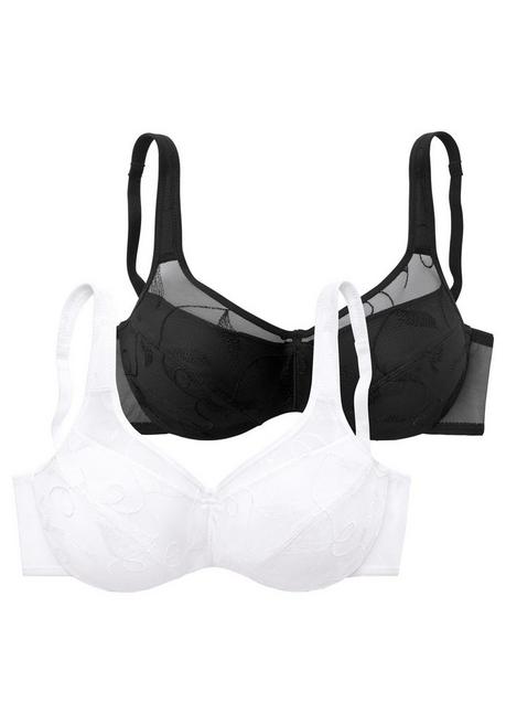 PETITE FLEUR Doppelpack Minimizer-BHs mit unterlegten Cups - schwarz+weiß sheego Verkauf