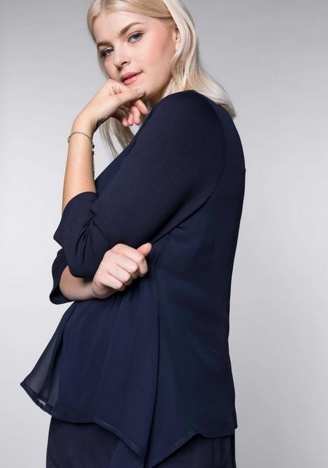 sheego Blusenshirt in leichter A-Linie mit Zipfelsaum - marine sheego Hotsell