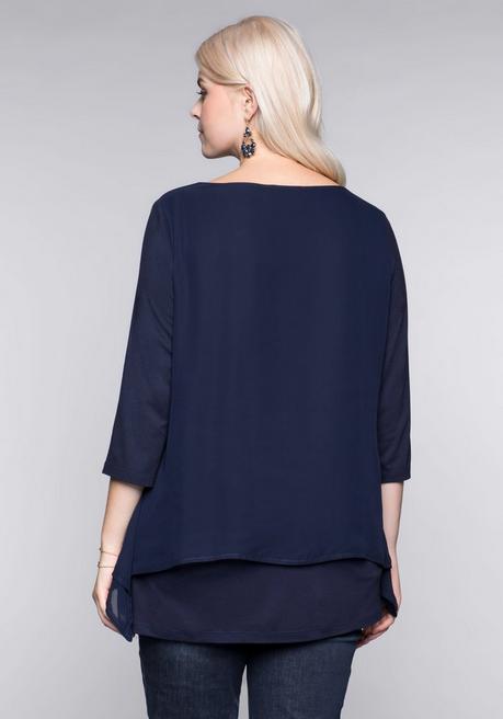 sheego Blusenshirt in leichter A-Linie mit Zipfelsaum - marine sheego Hotsell