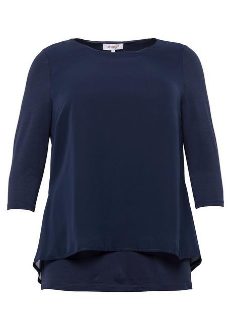 sheego Blusenshirt in leichter A-Linie mit Zipfelsaum - marine sheego Hotsell