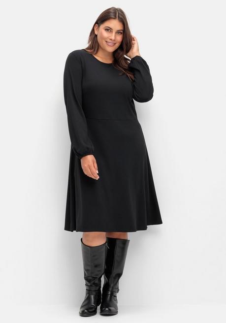 sheego Kleid aus Interlock, mit ausgestelltem Rock - schwarz sheego Schlussverkauf