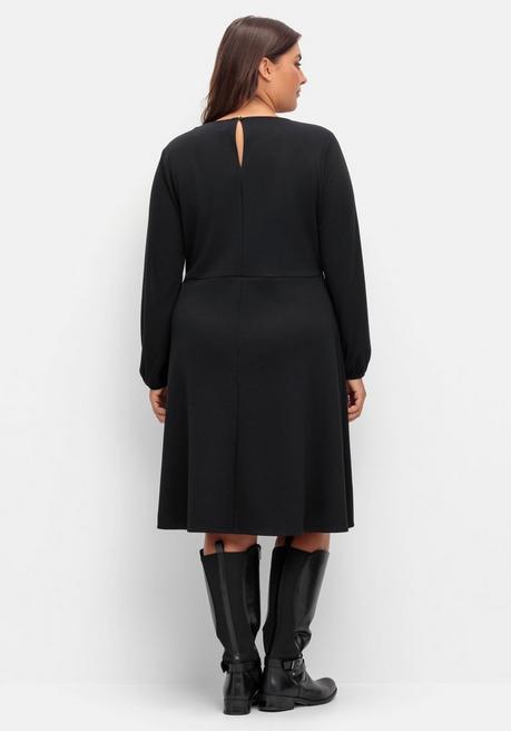 sheego Kleid aus Interlock, mit ausgestelltem Rock - schwarz sheego Schlussverkauf