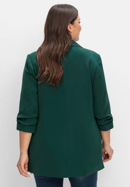 sheego Langer Blazer mit Schalkragen und gerafftem 3/4-Arm - tiefgrün sheego Limitierter Zeitrabatt