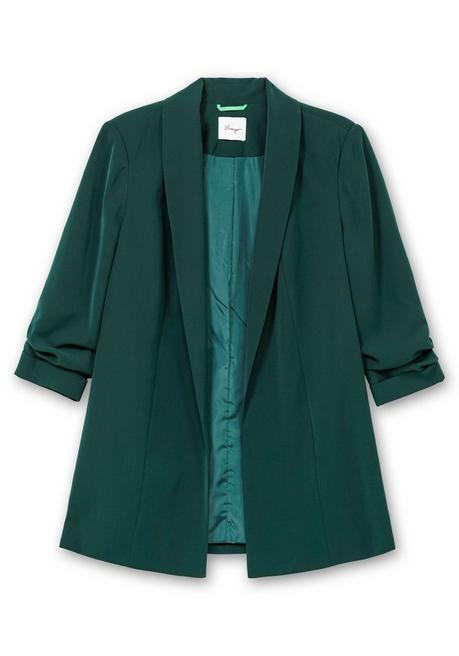 sheego Langer Blazer mit Schalkragen und gerafftem 3/4-Arm - tiefgrün sheego Limitierter Zeitrabatt