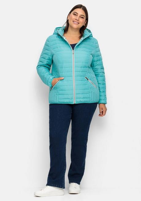 sheego Leichte Steppjacke mit abnehmbarer Kapuze - aqua sheego Fabrikpreis