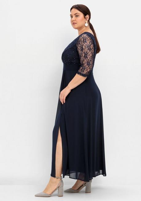 sheego Abendkleid mit floraler Spitze - marine sheego Sonderangebot