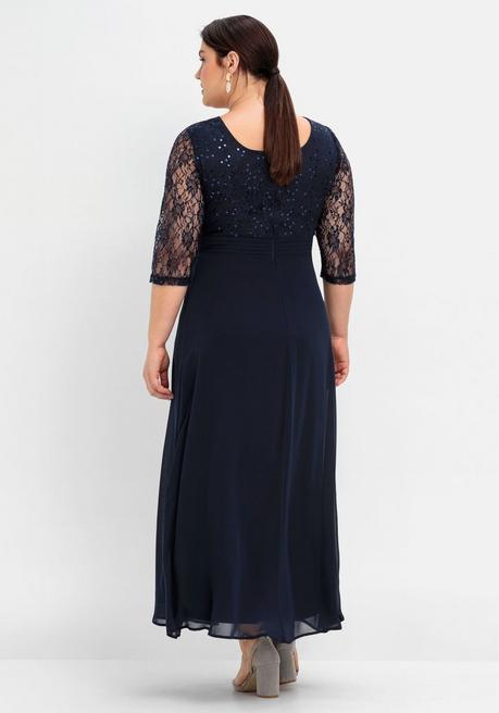 sheego Abendkleid mit floraler Spitze - marine sheego Sonderangebot