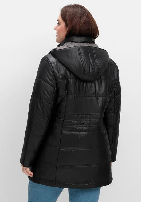 sheego Steppjacke mit Kapuze und Flanell-Details - schwarz sheego Rabatt