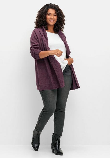 sheego by Joe Browns Cardigan mit Kapuze und Knopfverschluss - brombeer sheego Günstig kaufen