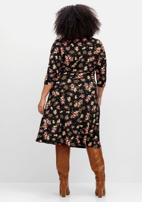 sheego by Joe Browns Jerseykleid mit Blumendruck und ausgestelltem Rock - schwarz gemustert sheego Online Shopping