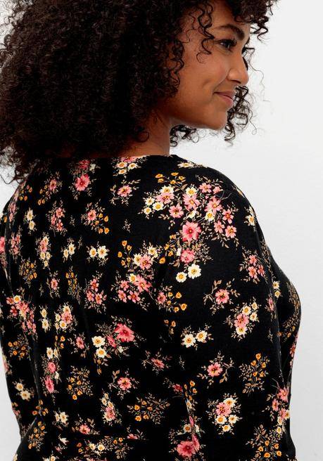 sheego by Joe Browns Jerseykleid mit Blumendruck und ausgestelltem Rock - schwarz gemustert sheego Online Shopping
