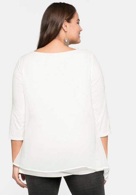 sheego Blusenshirt in leichter A-Linie mit Zipfelsaum - offwhite sheego Preisnachlass