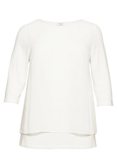 sheego Blusenshirt in leichter A-Linie mit Zipfelsaum - offwhite sheego Preisnachlass