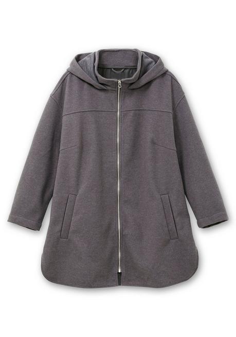 sheego Kapuzenjacke mit Stehkragen und Reißverschluss - anthrazit sheego Black Friday