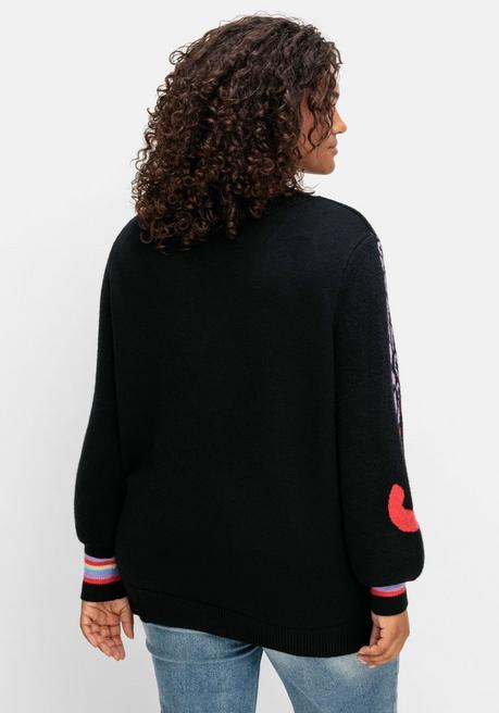 sheego by Joe Browns Pullover mit Animalmotiv und Ballonärmeln - schwarz gemustert sheego Weihnachtsangebot