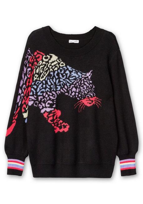 sheego by Joe Browns Pullover mit Animalmotiv und Ballonärmeln - schwarz gemustert sheego Weihnachtsangebot