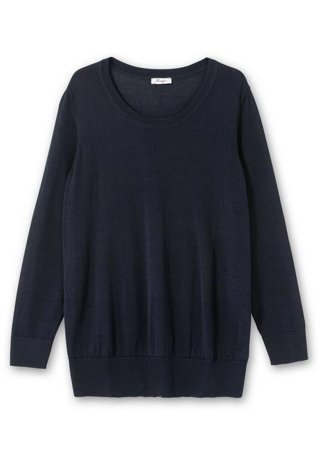 sheego Pullover aus leichtem Strick, mit Rundhalsausschnitt - tiefblau sheego Lagerräumung