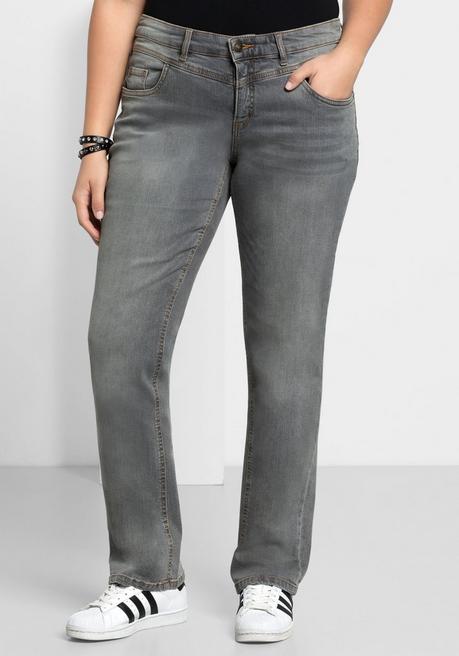 sheego Gerade Jeans mit Used-Effekten - grey Denim sheego Heißer Verkauf