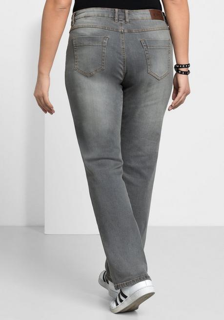 sheego Gerade Jeans mit Used-Effekten - grey Denim sheego Heißer Verkauf