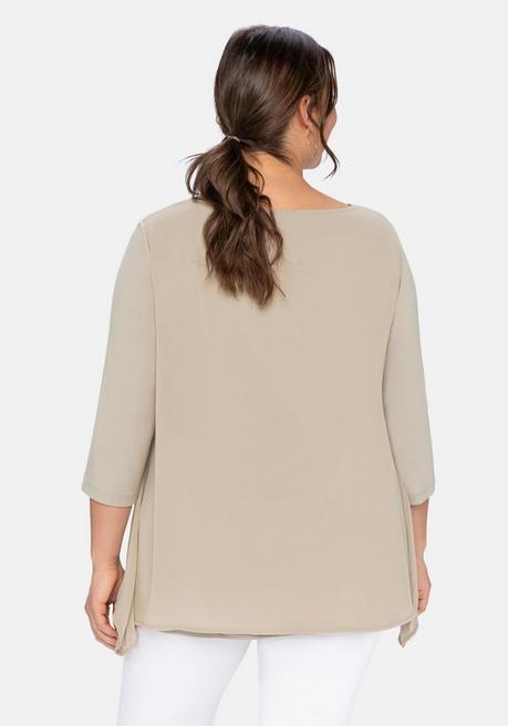 sheego Blusenshirt in leichter A-Linie mit Zipfelsaum - beigefarben sheego Top Angebot