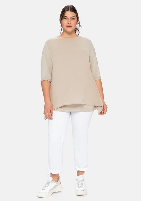 sheego Blusenshirt in leichter A-Linie mit Zipfelsaum - beigefarben sheego Top Angebot