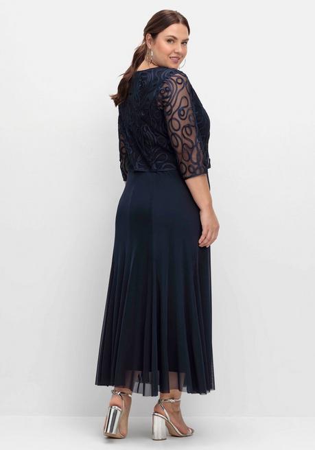 sheego Abendkleid aus Mesh, mit Zierborten - tiefblau sheego Bestseller